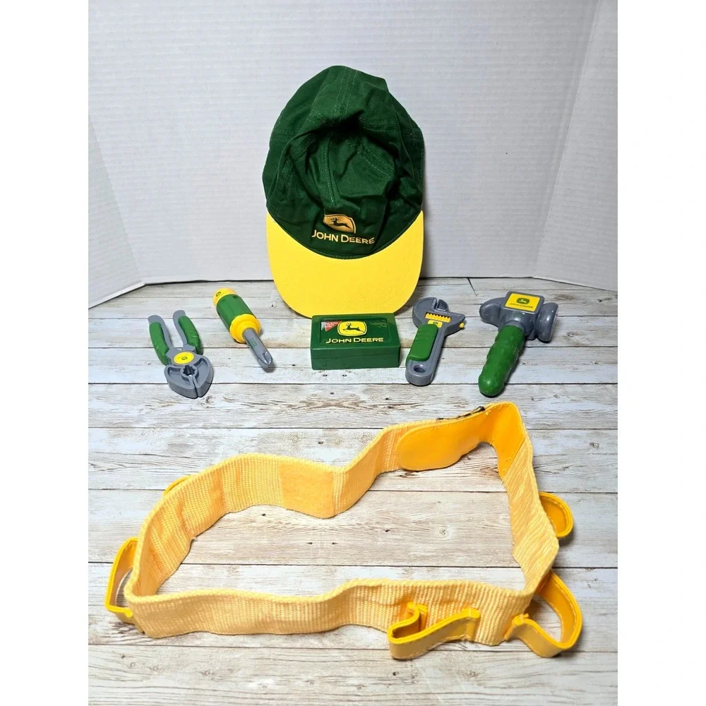 John Deere Kids Toy Lot Ertl Tool Box‎ & Talking Tool Belt w/ Tools Hat VIDEO